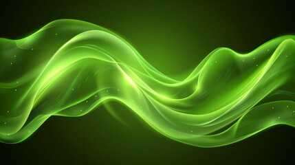 Poster - A vibrant green wave stands out against a stark black background