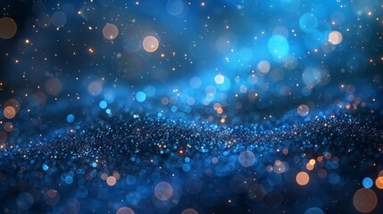 Poster - Blue sparkling bokeh lights creating a mesmerizing and festive atmosphere