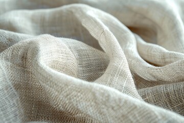 Aufkleber - Detailed view of a white linen fabric, showing its texture and weave pattern up close