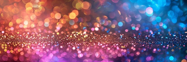 Leinwandbilder - Vibrant and multicolored bokeh lights shining and flickering against a dark background, creating a captivating and dynamic visual display