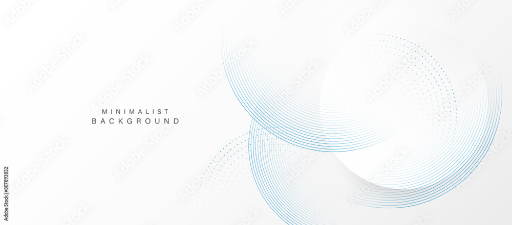 Abstract white background with blue circle rings. Digital future ...