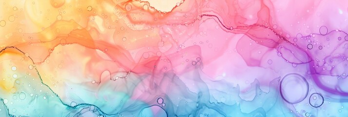 Canvas Print - Detailed close up of vibrant watercolor strokes creating a colorful and abstract composition