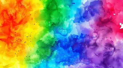 Aufkleber - A vibrant watercolor painting featuring a rainbow of colors blending seamlessly together on the paper