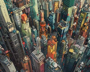 Wall Mural - Capture a birds-eye view of a futuristic cityscape