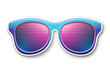 Blue sunglasses sticker isolated on white background. Summer concept