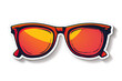 Orange sunglasses sticker isolated on white background. Summer concept