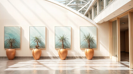 Canvas Print - modern entrance lobby to the building created with Generative AI technology