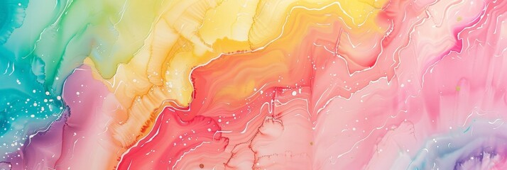 Poster - Detailed close-up of a vibrant watercolor artwork, displaying a diverse range of colors and brush strokes