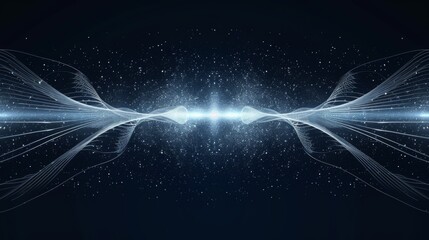 Wall Mural - symmetrical light wave particle collision in space