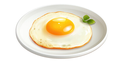 Fried egg on white plate PNG Background