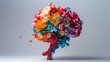 Vibrant 3D paper brain symbolizing creative thinking
