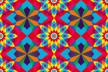 Wall Mural - Seamless background pattern. Abstract kaleidoscope fabric design.