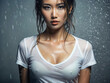 beautiful asian girl with wet hair. pretty young wet sexy woman