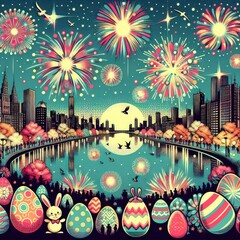 Wall Mural - Easter dawn easter funny animal