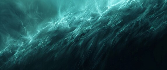 a closeup of the aurora borealis in teal and black, with a gradient effect on a dark background