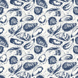 Navy blue and milky white oysters pattern