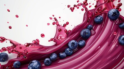 Wall Mural - Realistic cherry berry cocktail drop flow, red wine and purple drink splash on transparent background. Liquid juice, red wine, and purple drink splash isolated on transparent background. Blueberry