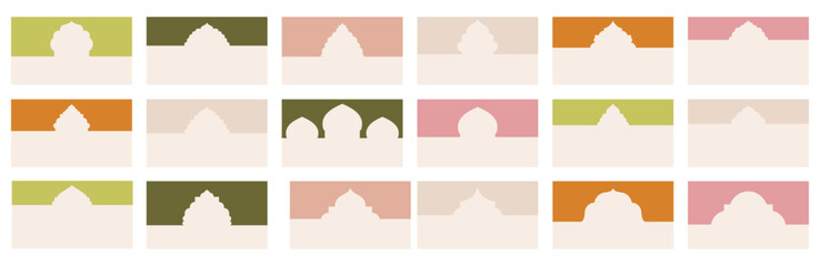 Wall Mural - assortment of diverse geometric forms for website headers or footers adorned with islamic-style wind