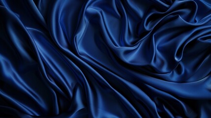 Wall Mural - Background of blue silk fabric with luxury satin cloth wave texture. Abstract pattern of royal curtain velvet with drapery. Elegant navy color material for grand fashion event decoration