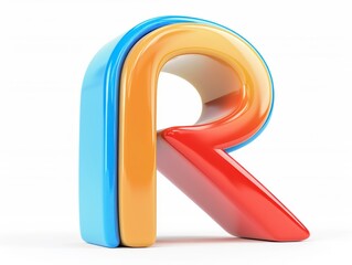 R letter, color in white background