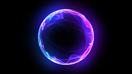 Wall Mural - vibrant glowing particle 3d sphere. virtual assistant concept. bright 3d energy orb in the space. te