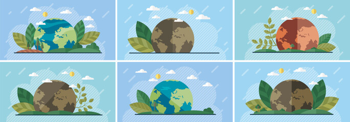 Wall Mural - world environment day. earth day or environment conservation concept. save green planet. earth natur