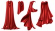 This is a graphic illustration of a red superhero cape set on a white background. The drapery is flying in the wind and it represents a halloween costume mantle, a textile curtain for the home, it