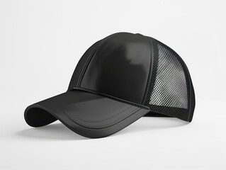 Wall Mural - black trucker hat mockup, white background