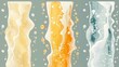 Several scrub cream swatches isolated on transparent backgrounds. Illustration of a cream texture substance with scrubbing particles.