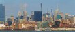 Big panorama view of New York city. View from New Jersey to completely Manhattan.