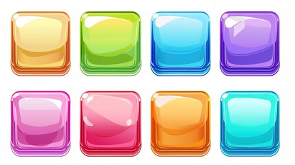 Wall Mural - A vibrant collection of glossy colored web buttons for various applications - ideal for websites and user interfaces