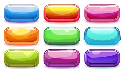 Wall Mural - A vibrant collection of glossy colored web buttons for various applications - ideal for websites and user interfaces