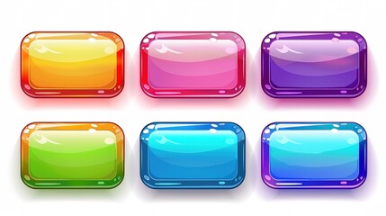 Wall Mural - A vibrant collection of glossy colored web buttons for various applications - ideal for websites and user interfaces