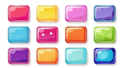 Wall Mural - A vibrant collection of glossy colored web buttons for various applications - ideal for websites and user interfaces