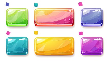 A vibrant collection of glossy colored web buttons for various applications - ideal for websites and user interfaces