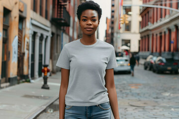 Wall Mural - Fashionable Finds: T-Shirt Mockups for Young Ladies, Casual Cool: T-Shirt Mockups for Everyday Wear, Summer Essentials: T-Shirt Mockups for Warm Weather, Custom T-Shirts: Create Your Own Unique Style