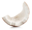 piece of a coconut isolated on the white background. Clipping path
