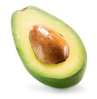 avocado half isolated on the white background. Clipping path