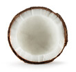 half of a coconut isolated on the white background. Clipping path