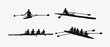 © Irkhamsterstock - rowing silhouette collection set. water sport, race, transport, teamwork concept. different action, pose. monochrome vector illustration.