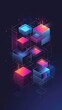 A colorful abstract illustration of cubes and squares, AI