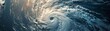© JK_kyoto - Cyclone hurricane seen from space swirls majestically over the ocean, displaying the power of nature from above, Sharpen banner template with copy space on center