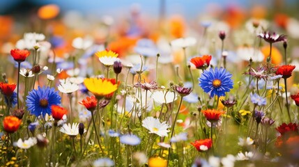 Wall Mural -  field of wildflowers in full bloom,