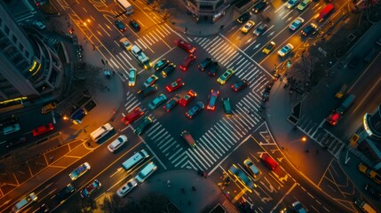 Aufkleber - A busy intersection with traffic lights changing, symbolizing order in chaos