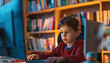 © terra.incognita - A young boy is sitting at a desk with a computer monitor in front of him