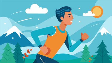 Breathing in the fresh crisp air a marathon runner feels alive and in tune with their body as they ride the wave of the powerful runners high.. Vector illustration