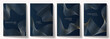 © Maribor - Elegant cover design set with gold lines and dark blue background. Luxury vector collection for cover design, invitation, flyer, wedding card, luxe invite, business banner, prestigious voucher, menu.