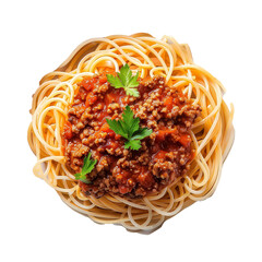 Wall Mural - A plate of spaghetti with meat sauce and parsley