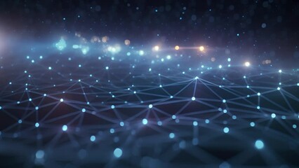 Connection, dots and lines for internet and online, networking and AI for futuristic neuroscience. Technology, data and brain or neural pathways, vibrant and cyber for metaverse and digital coding