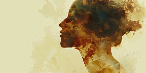 A woman's face is drawn in a blurry, abstract style. The image has a moody, dreamlike quality to it